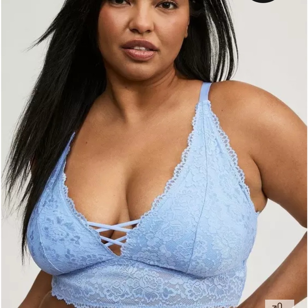NWT Torrid Lightly Lined Lace XO Bralette in Serenity Blue size 1